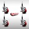 Service Caster 3'' SS Red Poly Swivel 3/4'' Expanding Stem Caster Set with Brake, 4PK SCC-SSEX20S314-PPUB-RED-TLB-34-4 - alternate 2